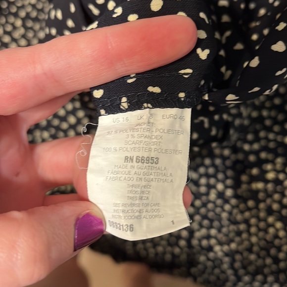 Vintage patterned blue and cream pull on midi skirt - Picture 4 of 4